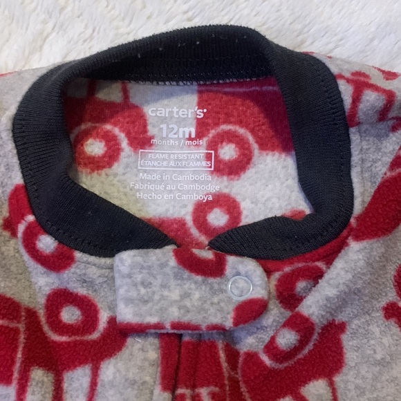 Carters toddler fleece zip up footed onesie pajamas size 12months - Picture 2 of 3